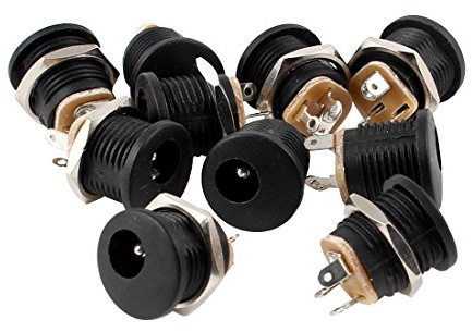 sourcing map DC Power Jack 5.5x2.1mm, 3-Pin, Panel Mount, 10Pcs | 5.5x2.1mm DC power jack socket, 3-pin panel mount connector, 10-pack, for power supply/electronics/DIY projects