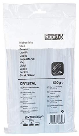 Rapid Klebesticks Kristallklar Universal, 500 g, 25 Sticks, Universeller Heiβkleber, Klebestifte für Klebepistole 11 mm, 12 mm