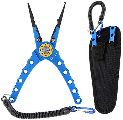 Lixada 20cm Außen multifunktionale Angeln Zangen Linie Cutter Hook Remover Tackle (Blau)