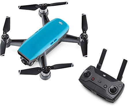 DJI Spark Combo - Mini-Drohne mit max. Geschwindigkeit von 50 km/h, bis zu 2 km Übertragungsreichweite, 1080p Videos mit 30 fps und 12 Megapixel Fotos - Blau