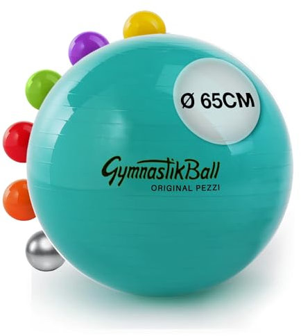 PEZZI - Gymnastikball Original Pezziball Standard 65cm Ø – Sitzball für Therapie, Sport & Büro - Universeller Trainingsball aus robustem PVC belastbar bis 400 kg – Grün