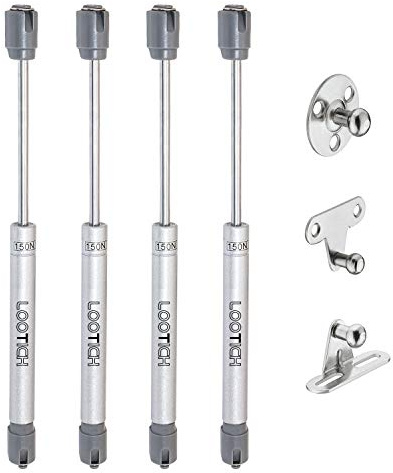 LOOTICH 150N Hidráulico Amortiguador Piston de Gas Resorte para Puertas Armario Muebles de Cocina Elevación Neumática Lid Stay Apertura Suave Bisagra Paquete de 4