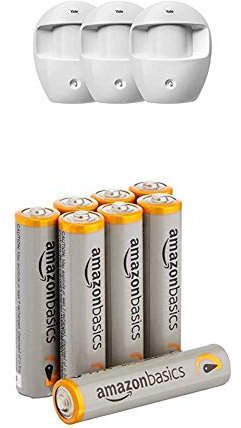 Yale EF-3PIR Alarms Easy Fit PIR Motion Detector Pack of 3 with Amazon Basics Batteries