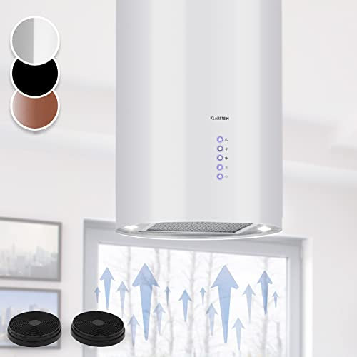 Klarstein Dunstabzug, Insel-Dunstabzug Freihängend, Abluft/Umluft Dunstabzug zur Deckenmontage, Dunstabzugshaube mit 3 Stufen, Timer, 650m³/h Luftstrom & Aktivkohle-Filter, Inselhaube für die Decke
