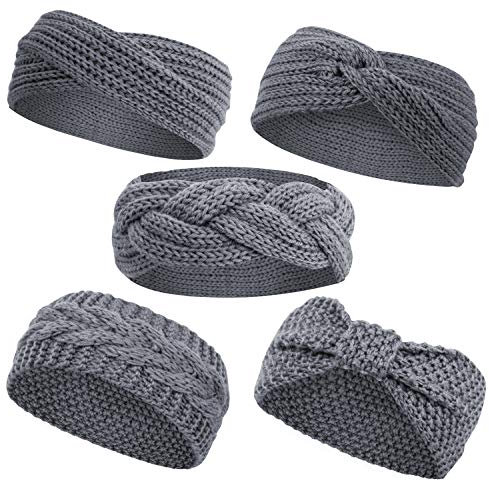 Gestrickt Stirnband Damen Winter, Stirnbänder Gestrickte Haarband Frauen Headwrap Kopfband Elastische Stirnband Ohrenwärmer Damen Häkelarbeit Stirnbänder
