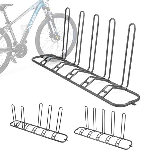 Fahrradständer Boden für 5 Fahrräder – Einstellbare Doppelnutzung Fahrradhalter Indoor & Outdoor – Dualer Fahrrad Ständer für Erwachsene & Kinder – Ideal für Mountainbikes & Rennräder