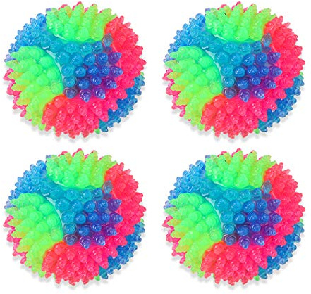 Rolin Roly Leuchtend Glow Ball Blinkender Ball Hundeball Hundebälle Hundespielzeug Ball Mit LED Licht Spielball für Hunde Bissfest Hundespielzeug Ball (4PK Spiky Ball)