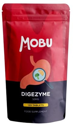 Digestive Enzymes 120 Tablets | Contains Digezyme, Amylase, Lactase, Lipase | Gut Health & Digestion Support | Vegan | UK Made | GMP Approved | MOBU