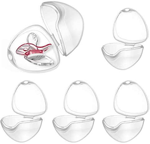 Amdonalo 5Pcs Dummy Case, Transparent Pacifier Case Safe BPA-Free Soother Pod Storage Nipple Shield for Travel and Home