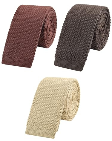 WANYING Herren 5.7cm Schmale Krawatte Strickkrawatte Gestrickte Narrow Krawatte Knit Tie Retro Vintage Casual Büro Basic - Einfarbig