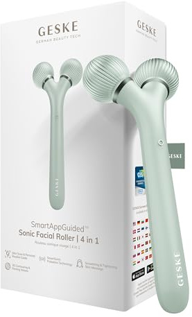 GESKE | SmartAppGuided™ Sonic Facial Roller | 4 in 1 | Gerät für Gesicht | Derma Roller | Professioneller Gesichtsroller | Strafft und definiert die Haut im Gesicht | SmartAppGuided™ | Gerät für Gesicht | Professioneller Gesichtsroller | Strafft und definiert die Haut im Gesicht
