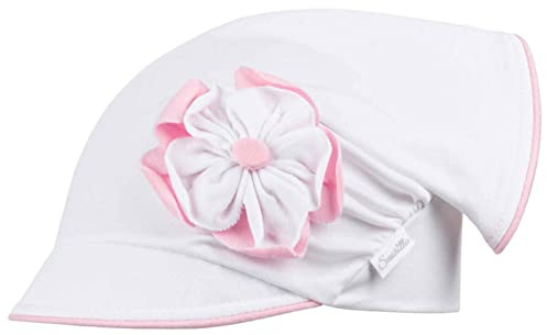 Smarilla Mädchen Mütze Schirmmütze Kopftuch Schildmütze Sommer Baumwolle, Bekleidungsgröße: 50-52, Farbe: Weiß-Rosa