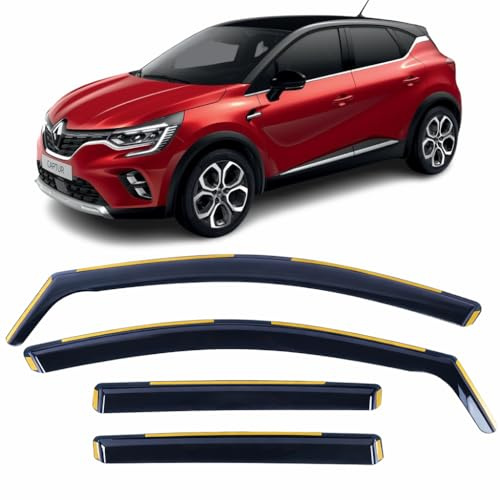 Set Of 4 Wind Deflectors For RENAULT CAPTUR 2020 2021 2022 2023 2024 2025 2026 In-Channel Acrylic Side Window Visors-Smoke Tinted Sun & Rain Guards Reflectors fits Renault Captur MK2.