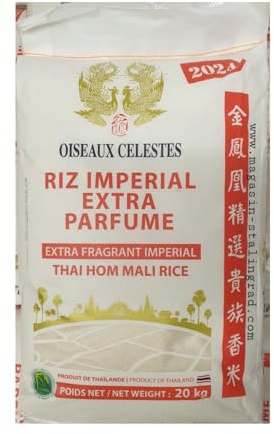 Riz Thai Impérial Extra Parfumé 2024 20kg/sac - Expédition dépuis France pas la Sté Bo Time