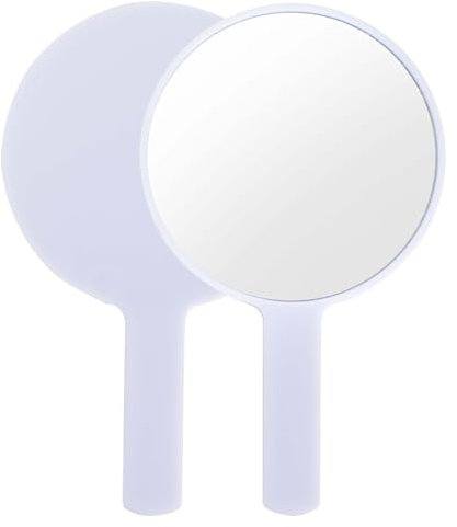 Naapesi Handspiegel,Professioneller Handspiegel mit Griff,Schminkspiegel Runde Form,Friseure Rasierspiegel Kosmetikspiegel,Runde Taschenspiegel für Handheld, Zuhause,Reisenutzung (Weiß)
