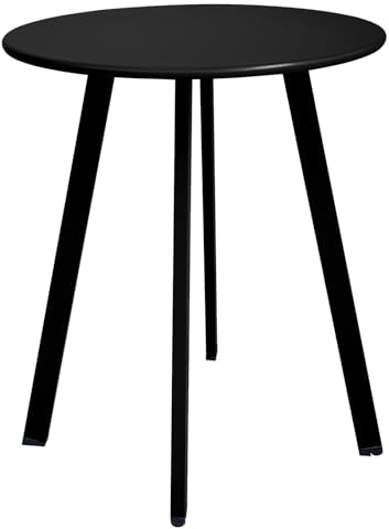 Meluvici Outdoor Beistelltisch, Wetterbeständig Terrasse Kleiner Beistelltisch Outdoor Indoor Runder Metall Stahl Kleiner Beistelltisch, Wasserdichter Beistelltisch für Garten Balkon Hof, Schwarz