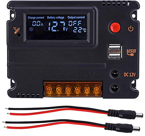 LCD-Solarladegerät, 12 V, 20 A, Solarregler, Hintergrundbeleuchtung, Display, 4er-Lithium-Eisen-Laderegler für Gleichstrombeleuchtung und Aufladen von Mobiltelefonen