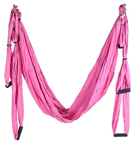 HERCHR Ultraleichte Yoga-Hängematte, Anti-Roll-Yoga-Schaukel-Hängematte, Heim-Fitness-Zubehör Für Yoga-Inversion, Krafttraining(Rosa)