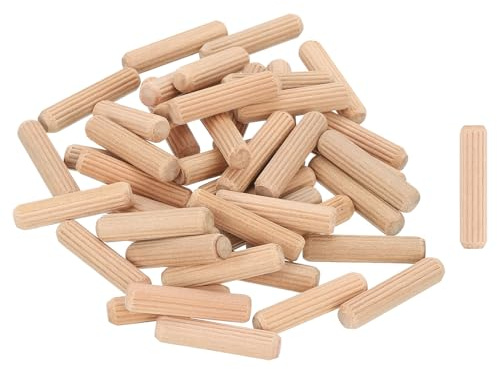 sourcing map 100 Stück 0,6 cm x 3,5 cm Holzdübelstifte, Holzdübel, Stangen, Möbel, Holzbearbeitung, gerillter Stift, Holzdübel geriffelt für Handwerk, DIY-Projekte