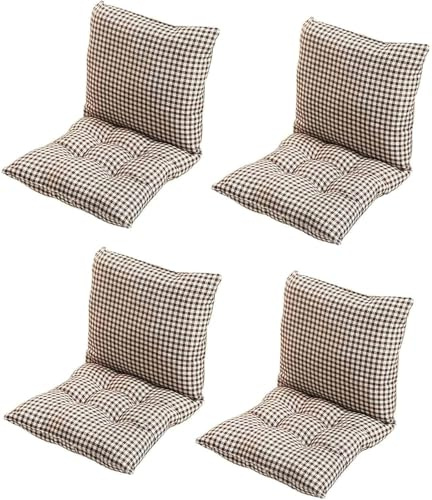 Hoowarm 1/2/4er Set Stuhlkissen mit rückenteil 50×50/40×40/45×45cm Küchen Sitzkissen Garten Niedriglehner Auflage Bequeme Stuhlauflage mit Bänder Sitzkissen für Outdoor Indoor(Color 10,40x40cm(4PCS))