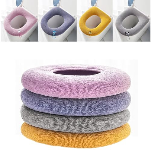 UQMIQURA 4PCS Toilettensitzbezug Toilet Seat Cover, Universal WC Sitzbezüge, Toilettensitzbezug Warm, WC Sitzbezug Deckel, Toilleten Sitz Abdeckungskissen, Waschbar WC-Sitzwärmer
