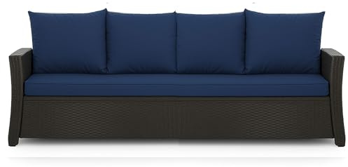 Setgarden® bänkskydd – utomhus sittdyna för trädgårdsbänk för polyrattan stoppning dyna utomhus – bänkkudde dyna för hollywoodgunga rotting sittbänk (marinblå, 170 x 60 x 50 cm)
