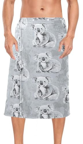 linqin Lindo koalas - Toalla de ducha corporal para hombre, tela de microfibra, falda de sauna de 60 x 28 pulgadas, toalla de tela de rizo para sauna y sala de vapor