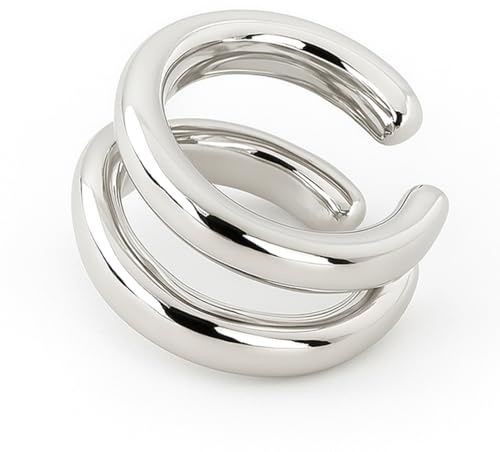 XYTAHDM 1 Par Ear Cuff Pendientes No Piercing, Pendientes Mujer Chunky Earcuff Pendientes Sin Agujero de Clip para Cartílago Pendientes de clip para Niñas Hipoalergénicos Regalo de Joyería,Plata