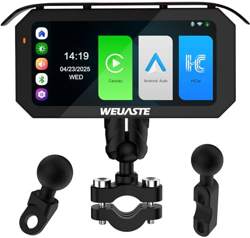 WEUASTE 6.25 Smart Motorcycle Carplay, Wireless Carplay & Android Auto, Motorbike GPS Navigation System with Waterproof HD Touchscreen,Bluetooth Voice Control, Fit for Most Bikes,High Brightness