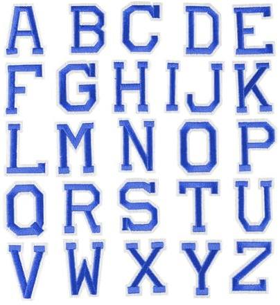 52 Stück Aufnäher zum Aufbügeln mit Buchstaben, Stickerei, Alphabet, Jacke, Hemd, dekorative Flicken für Stoff, Handwerk, Applikationen, Kleidung, Reparaturflicken für Rucksack, Hut, Blau