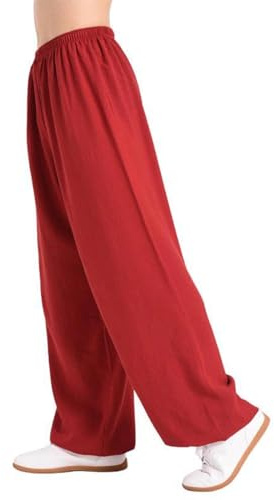 Barley Direct Tai Chi Pants Men Women Martial Arts Pants Kung Fu Yoga Lantern Jogging(Red,XXXL)