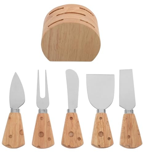Cabilock Juego de Cuchillos con Mango de Madera de 6 Piezas para Queso