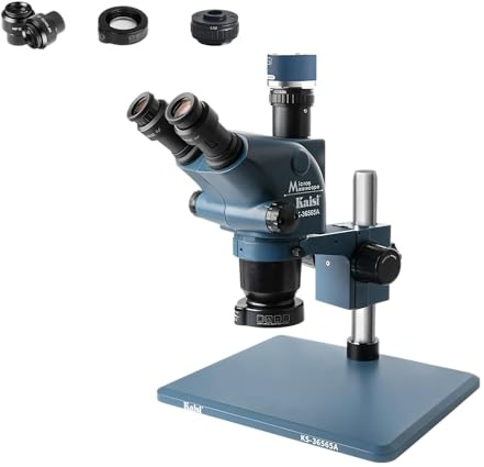 Kaisi 36565A - Microscopio trinocular con Zoom 6.5-65 4K HD, microscopio de Base Grande, reparación de teléfono, PCB SMD BGA Herramientas de microscopio de Soldadura (Lente 36565A-0.5ctv)