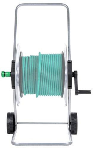 Gecheer Carrello Avvolgitubo per Tubo Flessibile, Maniglia Traino, Ruote, Acciaio Zincato, Plastica, Giardino