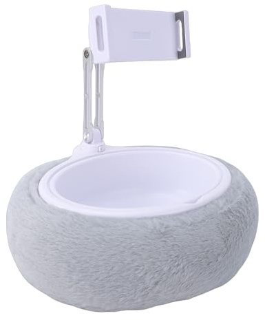 Tosuny Bed Tablet Pillow Stand with Adjustable Arm & Snack Bowl, 360° Rotating Holder for Phones for IOS 4-13 Inch, Soft Lap Desk for Reading Watching TV in Bed (Single Bowl Light Gray (5-8.7