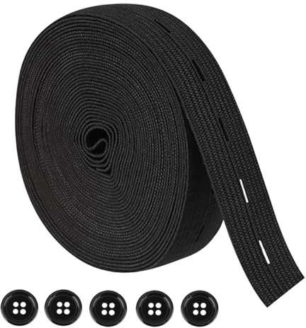 Bande Elastique Couture, Bande Elastique Noire 20mm, Élastique à Boutonnière, Ruban Élastique Ceinture, pour Coutures et Bricolage Domestique, 5M