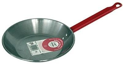 Garcima La Ideal Flache Bratpfanne aus poliertem Stahl mit einem Griff, 32 cm, silberfarben
