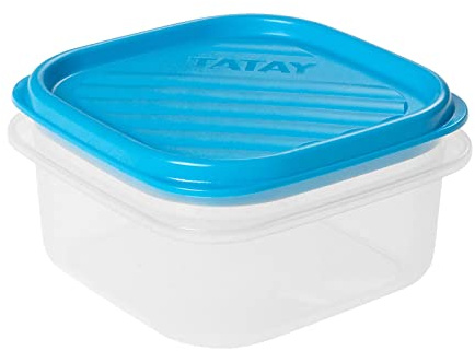 Tatay Tupper Hermético 0,3L Top Flex | Tapa a Presión | Recipientes Herméticos Para Alimentos | Apto Microondas, Lavavajillas, Nevera, Congelador | Plástico Libre de BPA | 10x10x5,5 cm, Azul