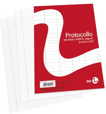 BM BeMore Kanzleipapier A4 0109291 - Lineatur A - liniert mit Rändern ideal für die 1. und 2. Klasse - Papier 60 g/m² - Blister mit 200 Kanzleipapier