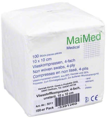 VLIESSTOFF-KOMPRESSEN unsteril 10x10 cm 4fach 100 St