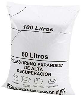 Textilhome Relleno Puff Bolas Poliestireno EPS 100 L 3-5 mm | Bolas de poliestireno expandido EPS de 3-5 mm. Relleno ligero, resistente y de alta recuperación para puff y cojines.