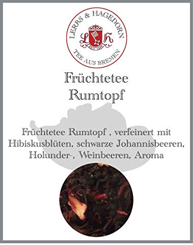 Lerbs & Hagedorn, Früchtetee Rumtopf| Herrliches Rumtopfaroma 2kg (ca. 160 Liter) Hibiskusblüten, schwarze Johannisbeeren, Holunder-, Weinbeeren