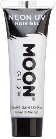 Moon Glow Gel para el cabello Neon UV - Tinte temporal para lavar el cabello - ¡Pico y brilla! Blanco 20 ml (Paquete de 1)