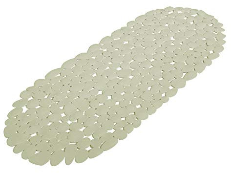 SANIMIX Graue Anti Rutsch Matte für die Badewanne - große Wanneneinlage 99 x 39cm mit Saugnäpfen - Schadstofffreie Wannenmatte in schöner Kieseldekor Steinoptik
