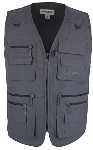 LUSI MADAM herr poplin utomhus resor sport fickor västar Grå UK 3XL / Asia 6XL