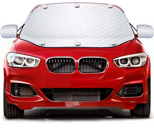 Zenoplige Car Windscreen Cover For Winter, Windscreen Cover Frost with 6 Built-in Magnets, Waterproof Dustproof Sun Ice Snow Car Screen Protector Magnetic with Two Mirror Covers(153 ×127cm)