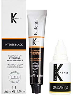 KIT TINTURA SOPRACCIGLIA CON OSSIGENO 3% KALENTIN IN VARI COLORI (NERO INTENSO)