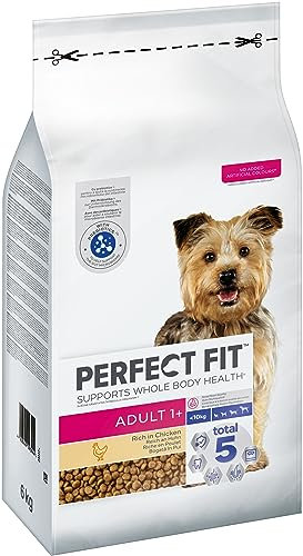 Perfect Fit Adult 1+ Trockenfutter für kleine Hunde (<10kg), 6kg (1 Beutel) – Premium Hundefutter trocken reich an Huhn, zur Unterstützung der Vitalität