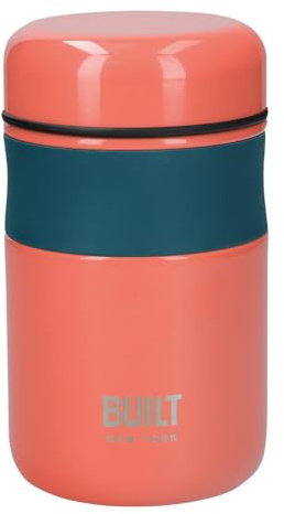 BUILT Flask, Vacuum Insulated for Hot & Cold Foods, Double Wall Stainless Steel, 490ml, Orange