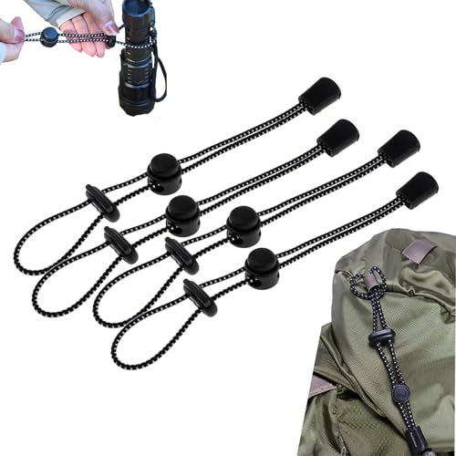 Gurxi 4PCS Elastisches Seil mit Schnalle Befestigung Bungee-Schnur Befestigungsschnallen Bungee-Schnur mit Lanyard-Befestigung Pole Fixing Schnalle für Rucksack Lanyards Kleidung